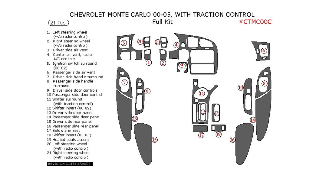 Chevrolet Monte Carlo 20002005, Full Interior Kit, With Traction