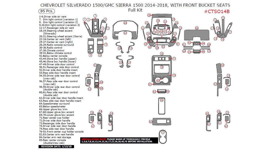 Chevrolet Silverado 1500/GMC Sierra 1500 20142018, With Front Bucket