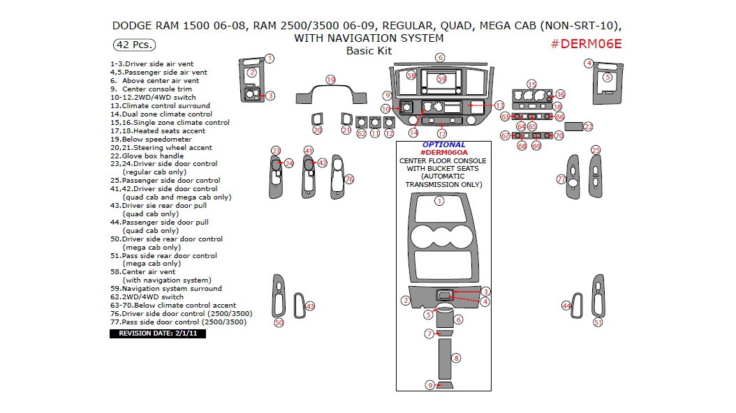 Dodge Ram 1500 (2006-2008), Ram 2500/3500 (2006-2009), Regular, Quad