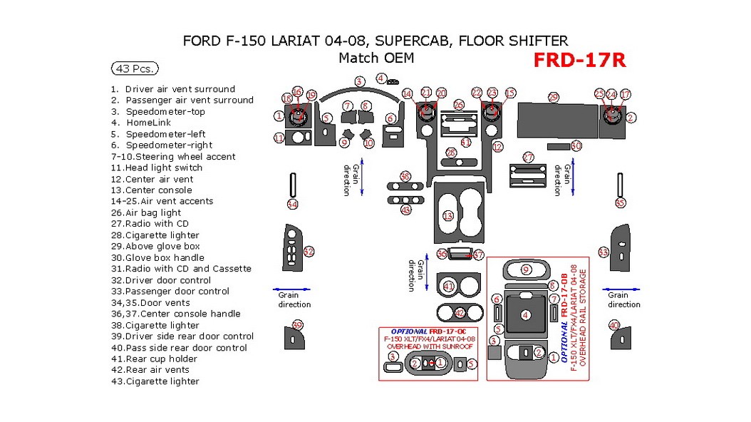 Ford F-150 2004-2008, Interior Kit, Lareat/King Ranch, SuperCab, Floor