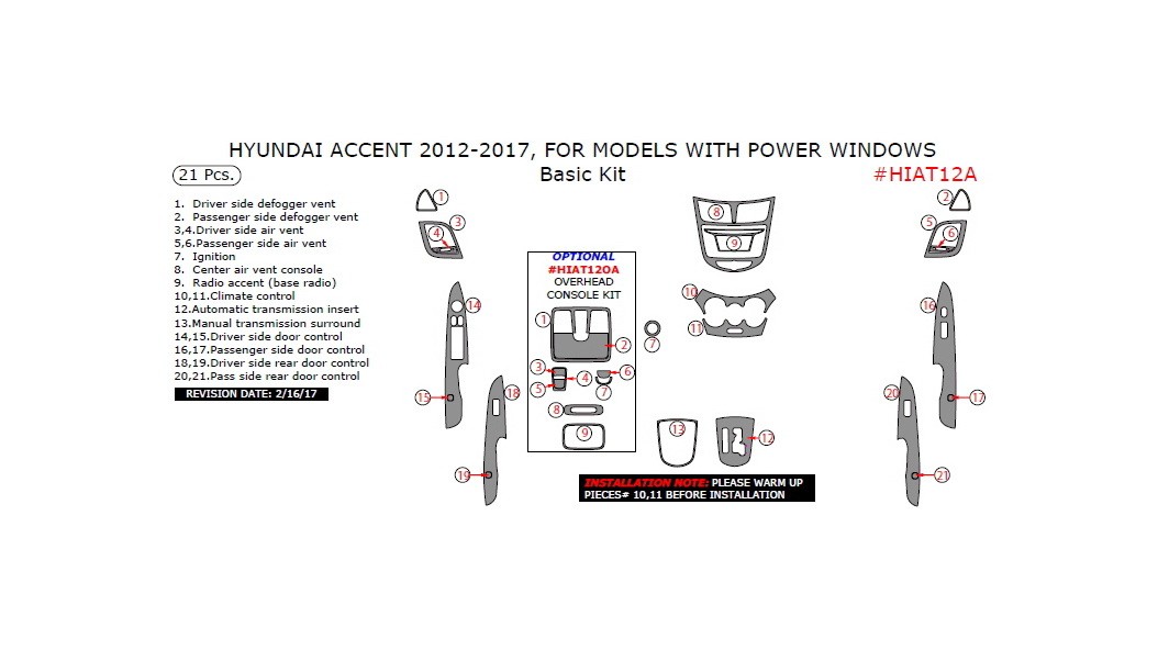 Hyundai Accent 20122017, For Models With Power Windows, Basic Interior