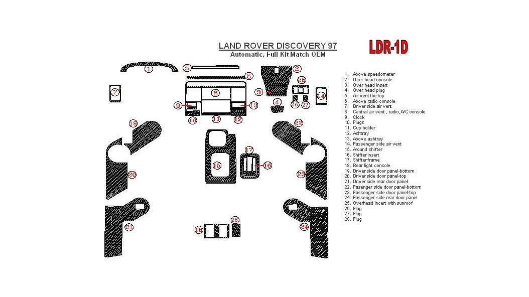 Land Rover Discovery 19951998, Automatic, Full Interior Kit, Match OEM