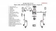 Acura MDX 2001, 2002, 2003, Interior Dash Kit, Without Navigation System, Single CD, 25 Pcs., OEM Match.