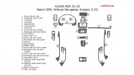 Acura MDX 2001, 2002, 2003, Interior Dash Kit, Without Navigation System, 6 CD Changer, 25 Pcs., OEM Match.