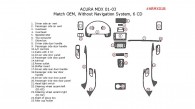 Acura MDX 2001, 2002, 2003, Interior Dash Kit, Without Navigation System, 6 CD Changer, 25 Pcs., OEM Match.