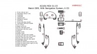Acura MDX 2001, 2002, 2003, Interior Dash Kit, With Navigation System, 6 CD Changer, 25 Pcs., OEM Match.