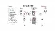 Acura RL 2005, 2006, 2007, 2008, 2009, 2010, 2011, 2012, Basic Interior Kit, 38 Pcs., Match OEM