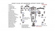 Acura TL 2004, 2005, 2006, With Navigation System, Full Interior Kit, 45 Pcs.