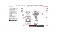 Acura TL 2009, 2010, 2011, 2012, 2013, 2014, Without Navigation System, Basic Interior Kit, 32 Pcs.