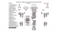 Acura TSX 2009, 2010, 2011, 2012, 2013, 2014, With Navigation System, Main Interior Kit, 58 Pcs.