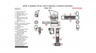 BMW 3 Series 1994, 1995, 1996 With Manual Climate Control, Main Interior Kit, 26 Pcs.