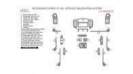 Mitsubishi Pajero 2007, 2008, 2009, 2010, 2011, 2012, 2013, 2014, 2015, Interior Dash Kit, Without Navigation System, 26 Pcs.