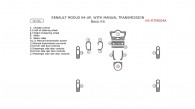 Renault Modus 2004, 2005, 2006, 2007, 2008, 2009, 2010, 2011, 2012, 2013, 2014, 2015 With Manual Transmission, Basic Interior Kit, 14 Pcs.