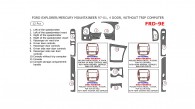 Ford Explorer / Mercury Monterey 1997, 1998, 1999, 2000, 2001, 4 Door, Full Interior Kit, Without Trip Computer, 10 Pcs.