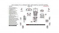 GMC Acadia 2007, 2008, 2009, 2010, 2011, 2012, Without OEM, With Digital Climate Control, Basic Interior Kit, 45 Pcs.