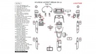 Hyundai Accent 2006, 2007, 2008, 2009, 2010, 2011, Full Interior Kit (Sedan Only), 43 Pcs.