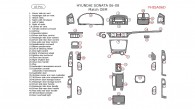 Hyundai Sonata 2006, 2007, 2008, Interior Dash Kit, Match OEM, 43 Pcs.