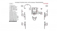 Hyundai Tucson 2005, 2006, 2007, 2008, 2009, Interior Dash Kit, With Manual Transmission, 23 Pcs.