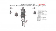 Infiniti G35 2003, Coupe, Basic Interior Kit, Manual, With Armrest, With or W/o Navigation System, 15 Pcs.