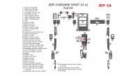 Jeep Cherokee Sport 1997, 1998, 1999, 2000, 2001, Full Interior Kit, 44 Pcs.