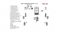 Jeep Cherokee Sport 1997, 1998, 1999, 2000, 2001, Basic Interior Kit, 29 Pcs.