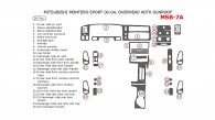 Mitsubishi Montero Sport 2000, 2001, 2002, 2003, 2004, Interior Dash Kit, With Overhead, With Sunroof, 28 Pcs.