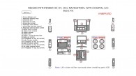Nissan Pathfinder 2005, 2006, 2007, W/o Navigation System, With Digital A/C, Basic Interior Kit, 18 Pcs.