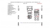 Nissan Pathfinder 2005, 2006, 2007, W/o Navigation System, With Manual A/C, Basic Interior Kit, 16 Pcs.