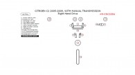 Citroen C2 2005, 2006, 2007, 2008, 2009, Interior Kit, Right Hand Drive, With Manual Transmission, 14 Pcs.