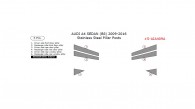 Audi A4 2009, 2010, 2011, 2012, 2013, 2014, 2015, 2016, Stainless Steel Pillar Posts, 6 Pcs.