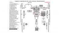 Subaru Forester 2005, 2006, 2007, 2008, With Manual Transmission, Full Interior Kit, 44 Pcs.