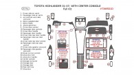 Toyota Highlander 2001, 2002, 2003, 2004, 2005, 2006, 2007, Full Interior Kit, With Center Console Interior Kit, 25 Pcs.