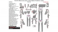 Toyota Prius 2012, 2013, 2014, 2015, With Head-up Display (HUD), Full Interior Kit, 60 Pcs.