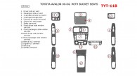 Toyota Avalon 2000, 2001, 2002, 2003, 2004, Interior Dash Kit, Bucket Seats, 15 Pcs.
