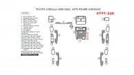Toyota Corolla 1998, 1999, 2000, 2001, 2002, Interior Dash Kit, With Power Windows, 23 Pcs.