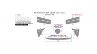 Hyundai Accent Sedan 2012, 2013, 2014, 2015, 2016, 2017, Exterior Kit, 8 Pcs.