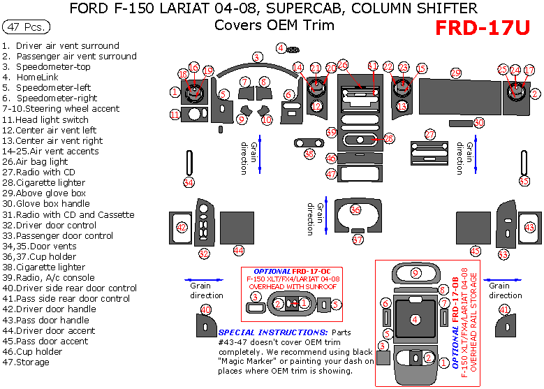 Ford F-150 2004-2008, LARIAT/KING RANCH, SuperCab, Column Shifter ...