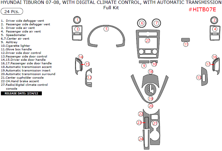 Hyundai Tiburon 20072008, With Digital Climate Control, With Automatic