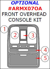 Acura MDX 2007, 2008, 2009, 2010, 2011, 2012, 2013, Optional Front Overhead Console Interior Kit, 5 Pcs. dash trim kits options