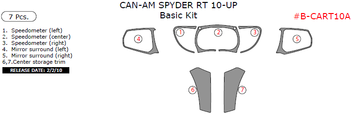 Can-Am Spyder RT 2010, 2011, 2012, 2013, 2014, 2015, 2016, 2017, Basic Kit, 7 Pcs. dash trim kits options
