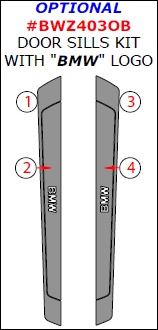 BMW Z4 2003, 2004, 2005, 2006, 2007, 2008, Optional Door Sills Interior Kit With "BMW" Logo, 4 Pcs. dash trim kits options