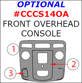 Cadillac CTS 2014, 2015, 2016, 2017, Optional Front Overhead Console Interior Kit (Sedan Only), 3 Pcs. dash trim kits options