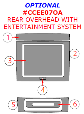 Cadillac Escalade 2007, 2008, 2009, 2010, 2011, 2012, 2013, 2014, Interior Kit, Optional Rear Overhead With Entertainment System, 6 Pcs., Match OEM dash trim kits options