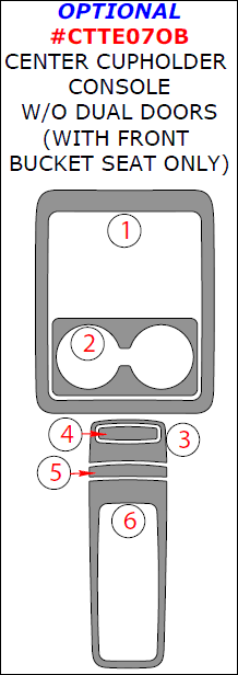 Chevrolet Tahoe/Suburban 2007, 2008, 2009, 2010, 2011, 2012, 2013, 2014/Chevrolet Avalanche/Silverado LTZ 2007-2013, GMC Yukon/Yukon XL/Yukon Denali 2007-2014/GMC Sierra SLT 2007-2013, Interior Kit, Optional Center Cupholder Console W/o Dual Doors (With F dash trim kits options