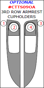 Chevrolet Traverse 2009, 2010, 2011, 2012, Interior Kit, Optional 3rd Row Armrest Cupholders, 4 Pcs. dash trim kits options