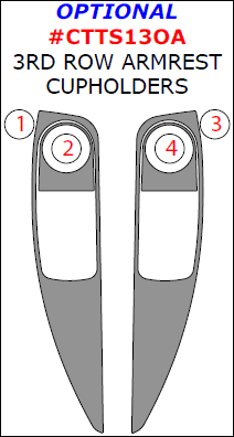 Chevrolet Traverse 2013, 2014, 2015, 2016, 2017, Interior Kit, Optional 3rd Row Armrest Cupholders, 4 Pcs. dash trim kits options