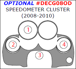 Dodge Challenger 2008, 2009, 2010, 2011, 2012, 2013, 2014, Interior Kit, Optional Speedometer Cluster, 4 Pcs. dash trim kits options