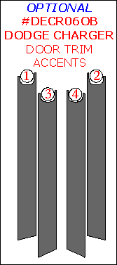 Dodge Charger 2006-2007, Optional Door Trim Accents, 4 Pcs. dash trim kits options