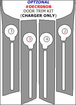 Dodge Charger 2008, 2009, 2010, Optional Door Interior Trim Kit (Charger Only), 4 Pcs. dash trim kits options
