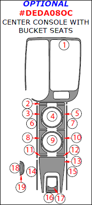 Dodge Dakota 2008, 2009, 2010, 2011/Mitsubishi Raider 2008-2009, Interior Kit, Optional Center Console With Bucket Seats, 19 Pcs. dash trim kits options